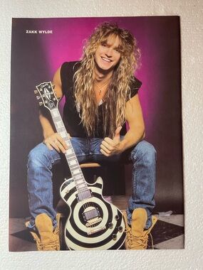 Zakk Wylde Pinup with Bullseye Guitar - Black & White